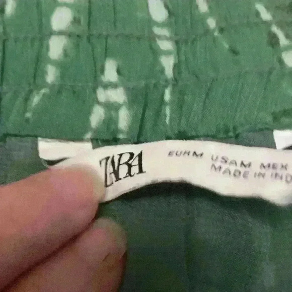 Zara boho flowy wide leg many’s, green print, medium - Picture 3 of 8